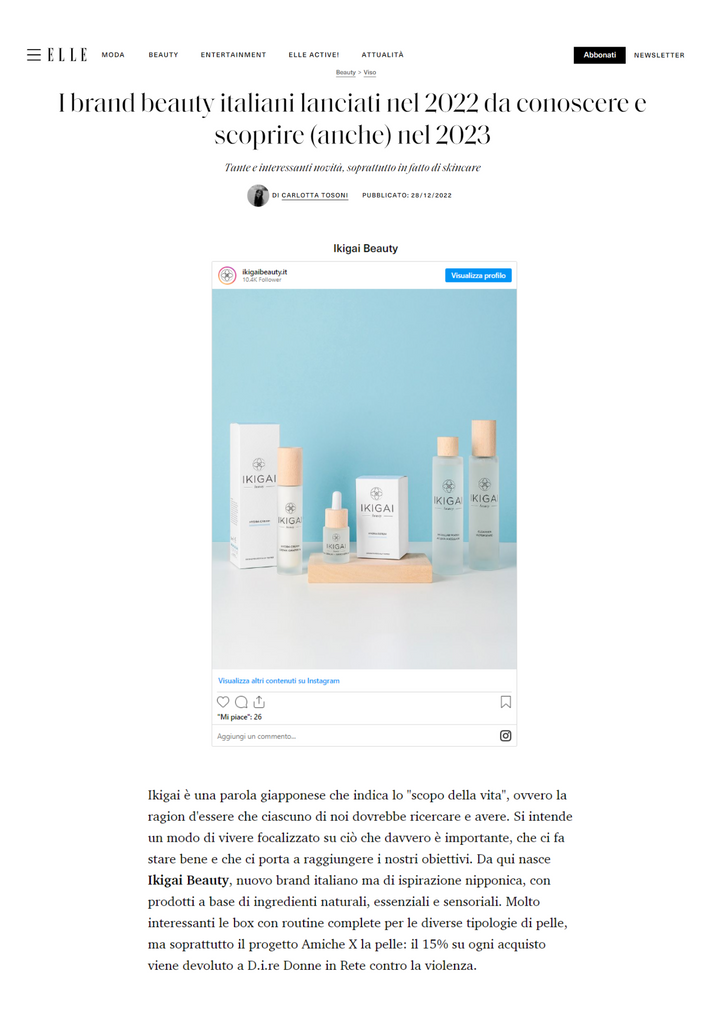 Ikigai Beauty è su Elle