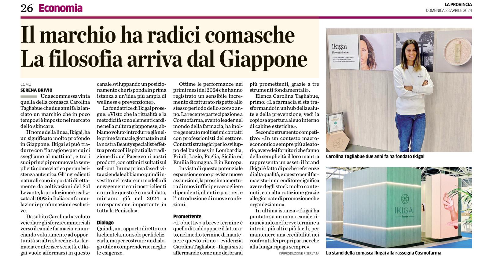 Ikigai Beauty è su La Provincia di Como